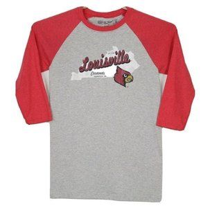 University of Louisville Cardinals Baseball Shirt T-Shirt Gray Red S Small‎